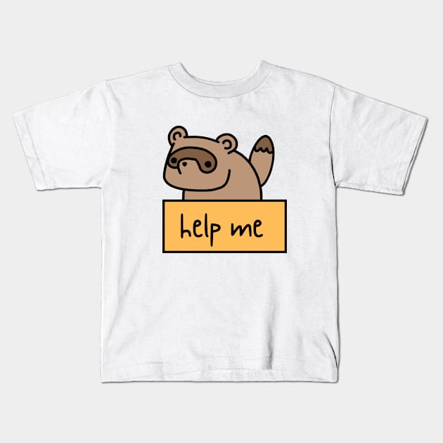 Raccoon, Tanuki in a Box Kids T-Shirt by Radi-SH